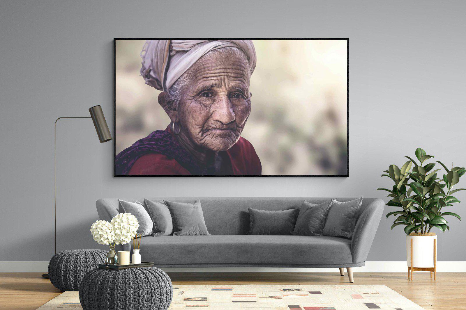 Wise Old Lady-Wall_Art-220 x 130cm-Mounted Canvas-Black-Pixalot