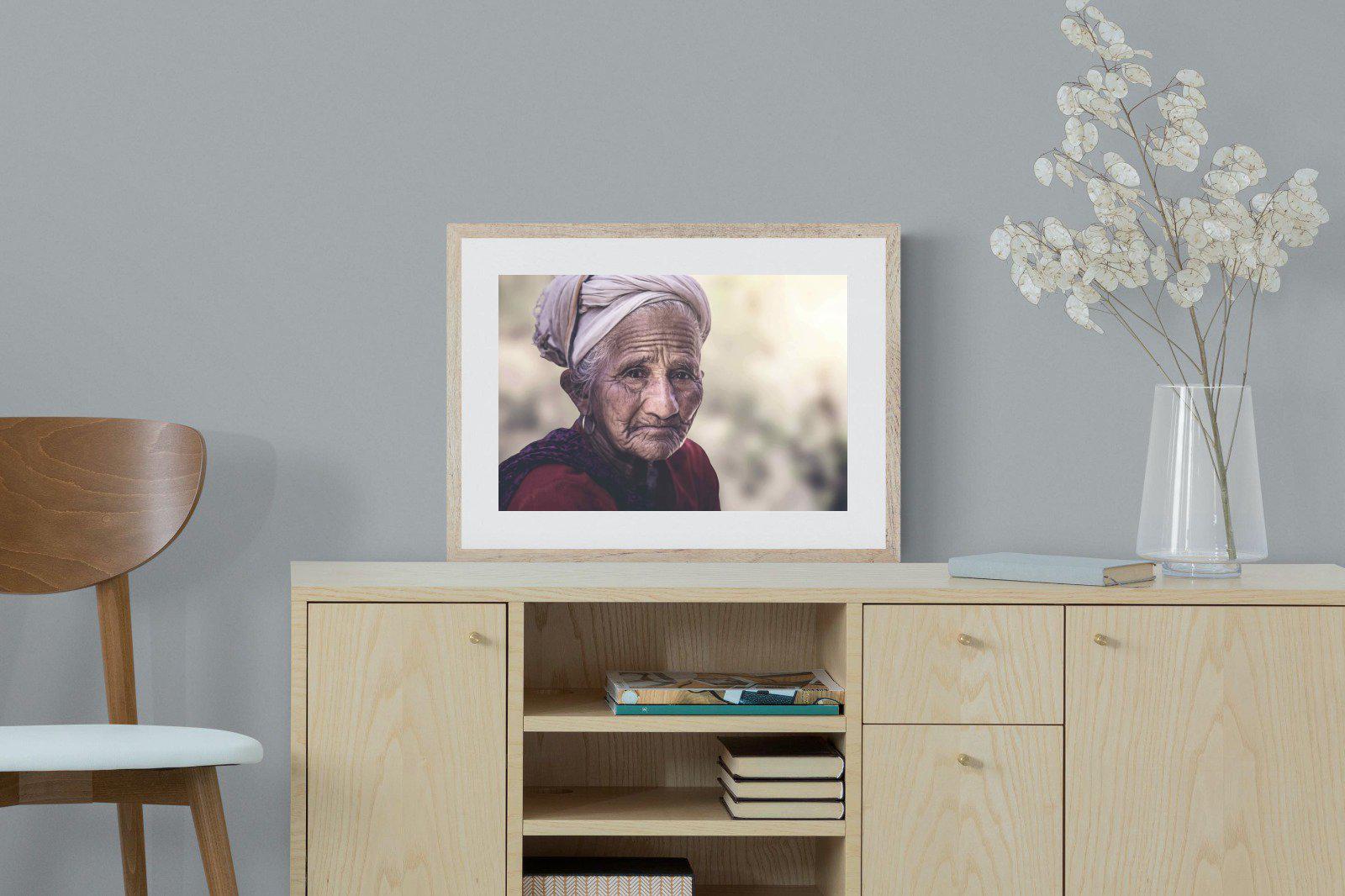 Wise Old Lady-Wall_Art-60 x 45cm-Framed Print-Wood-Pixalot