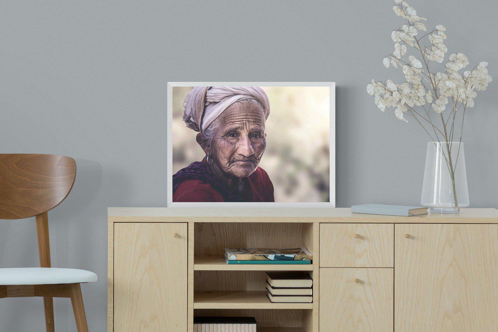 Wise Old Lady-Wall_Art-60 x 45cm-Mounted Canvas-White-Pixalot