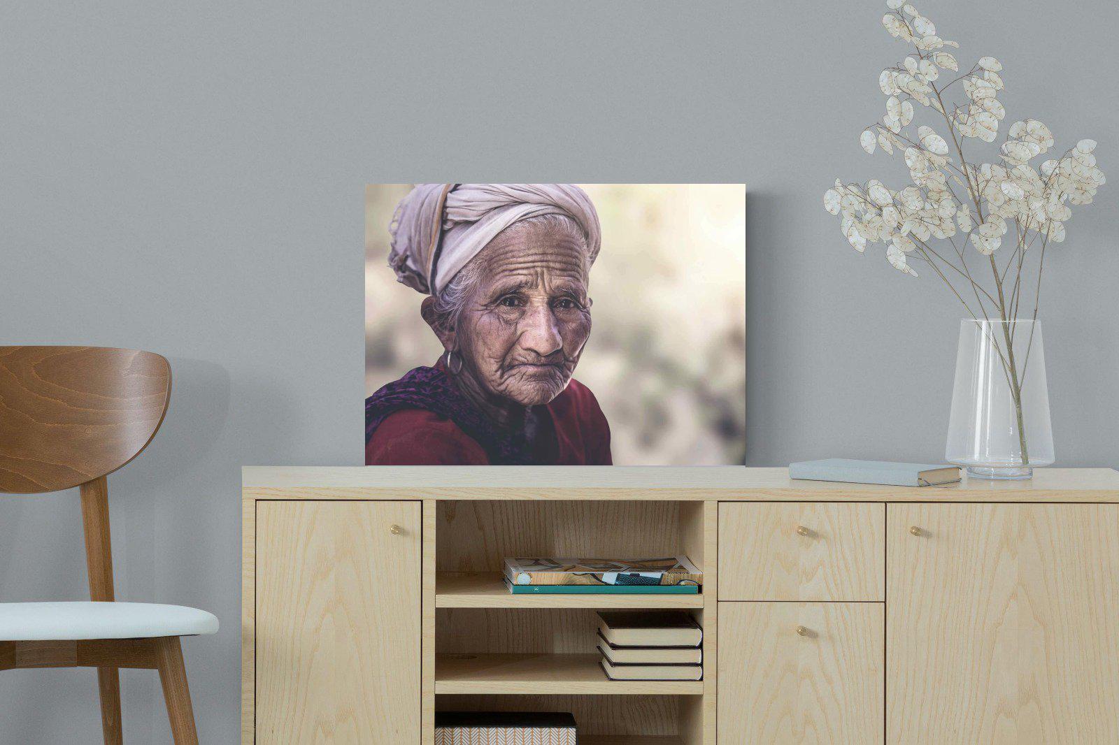 Wise Old Lady-Wall_Art-60 x 45cm-Mounted Canvas-No Frame-Pixalot
