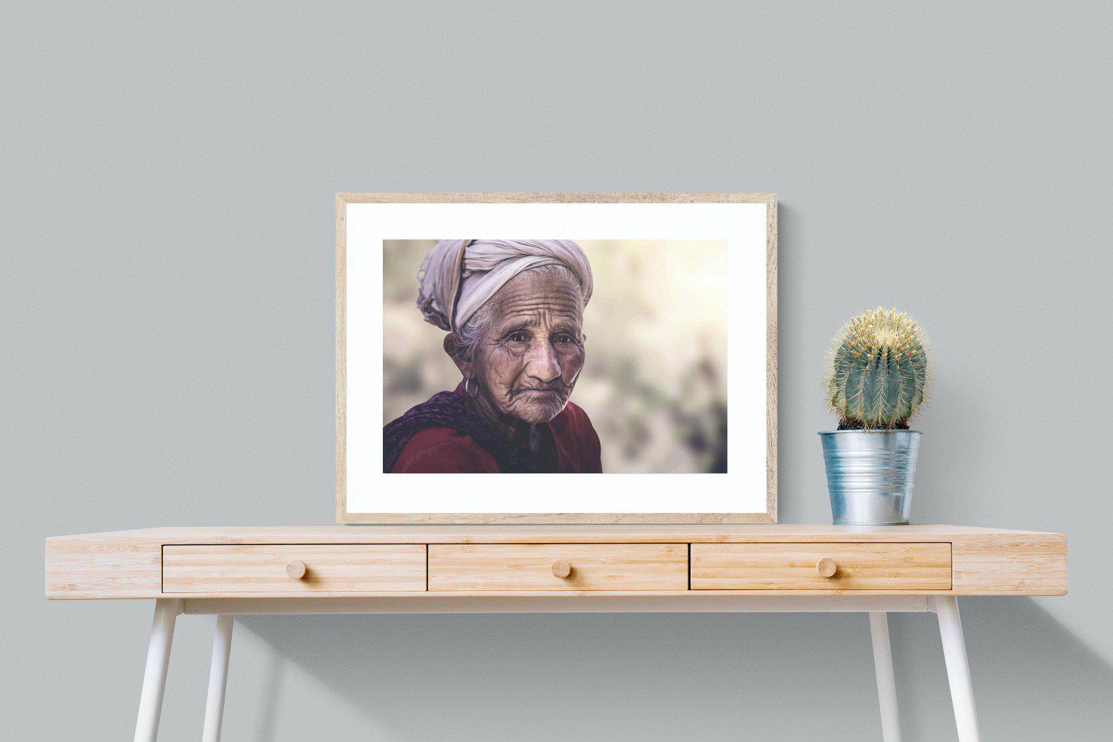 Wise Old Lady-Wall_Art-80 x 60cm-Framed Print-Wood-Pixalot
