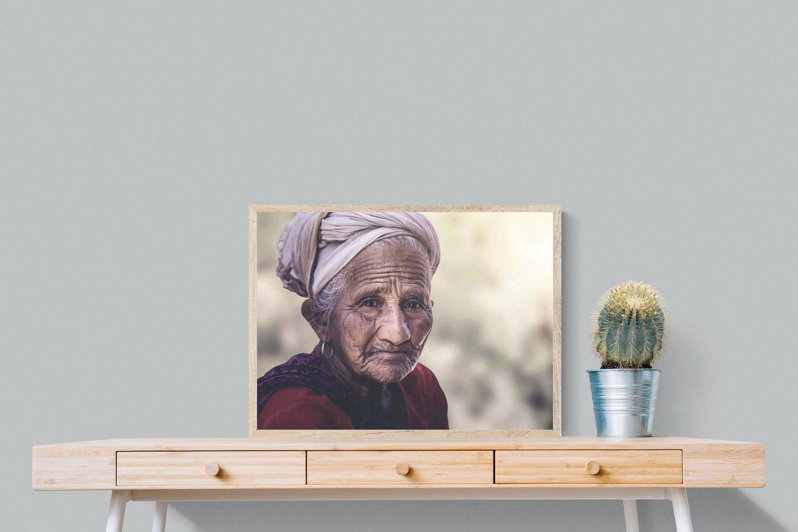 Wise Old Lady-Wall_Art-80 x 60cm-Mounted Canvas-Wood-Pixalot
