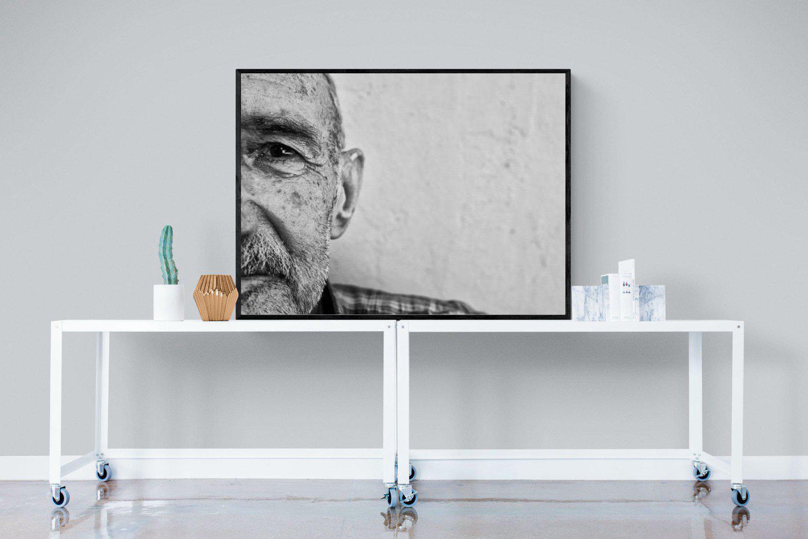 Wise Old Man-Wall_Art-120 x 90cm-Mounted Canvas-Black-Pixalot