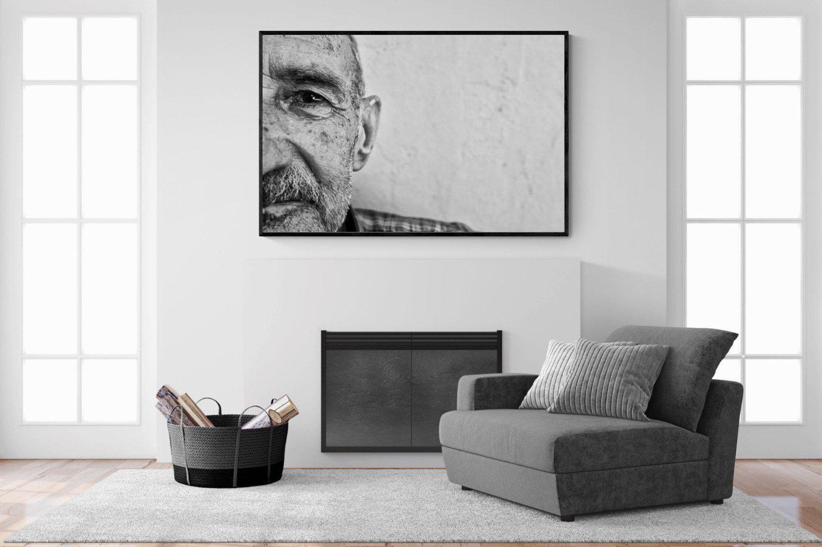 Wise Old Man-Wall_Art-150 x 100cm-Mounted Canvas-Black-Pixalot
