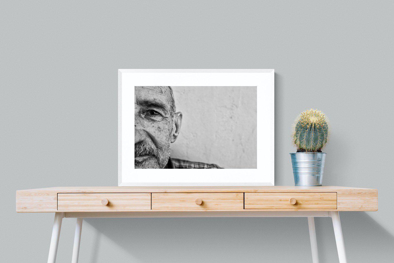 Wise Old Man-Wall_Art-80 x 60cm-Framed Print-White-Pixalot