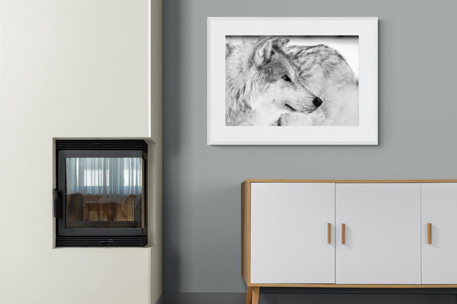 Wolf-Wall_Art-100 x 75cm-Framed Print-White-Pixalot