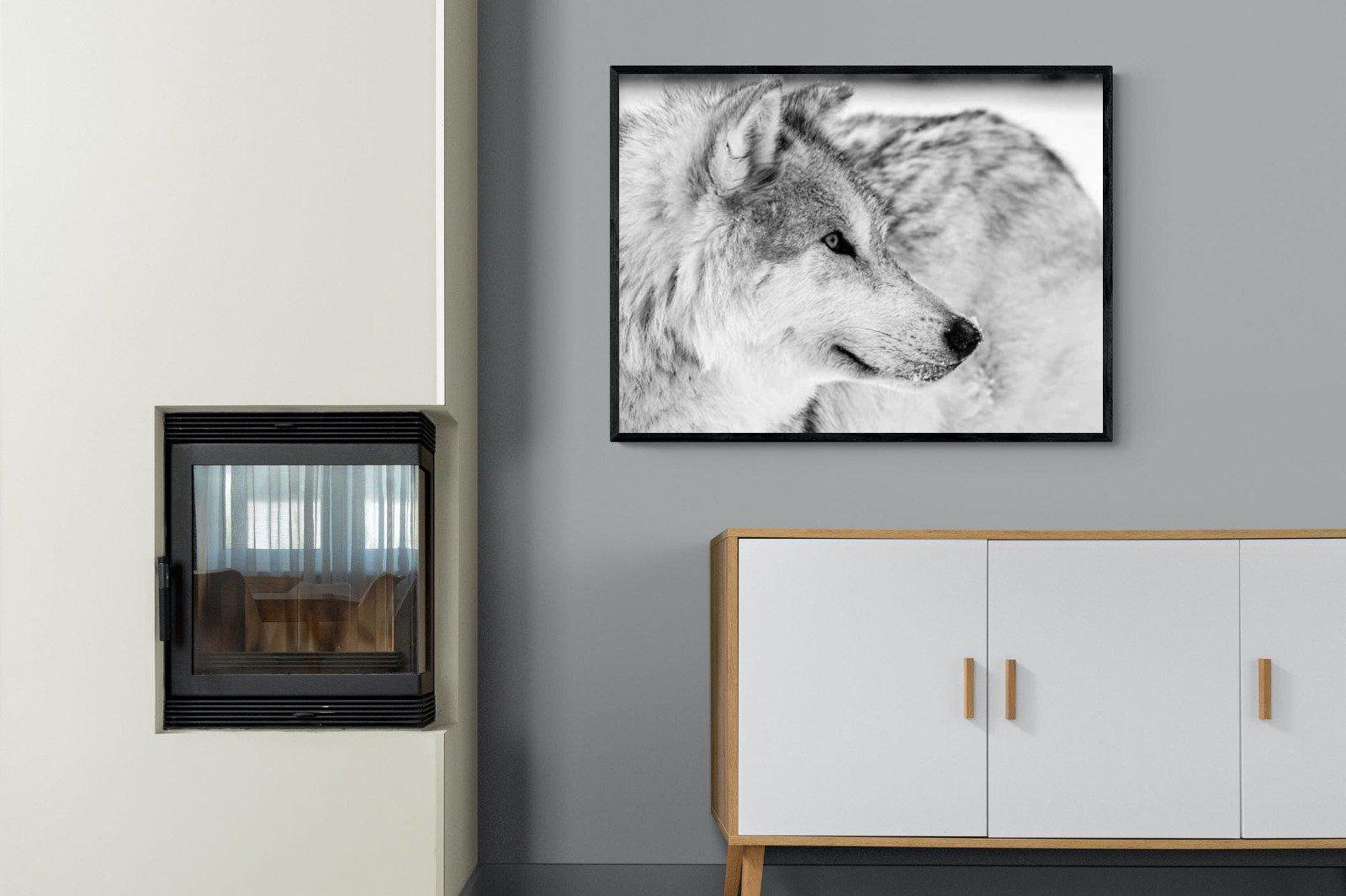 Wolf-Wall_Art-100 x 75cm-Mounted Canvas-Black-Pixalot