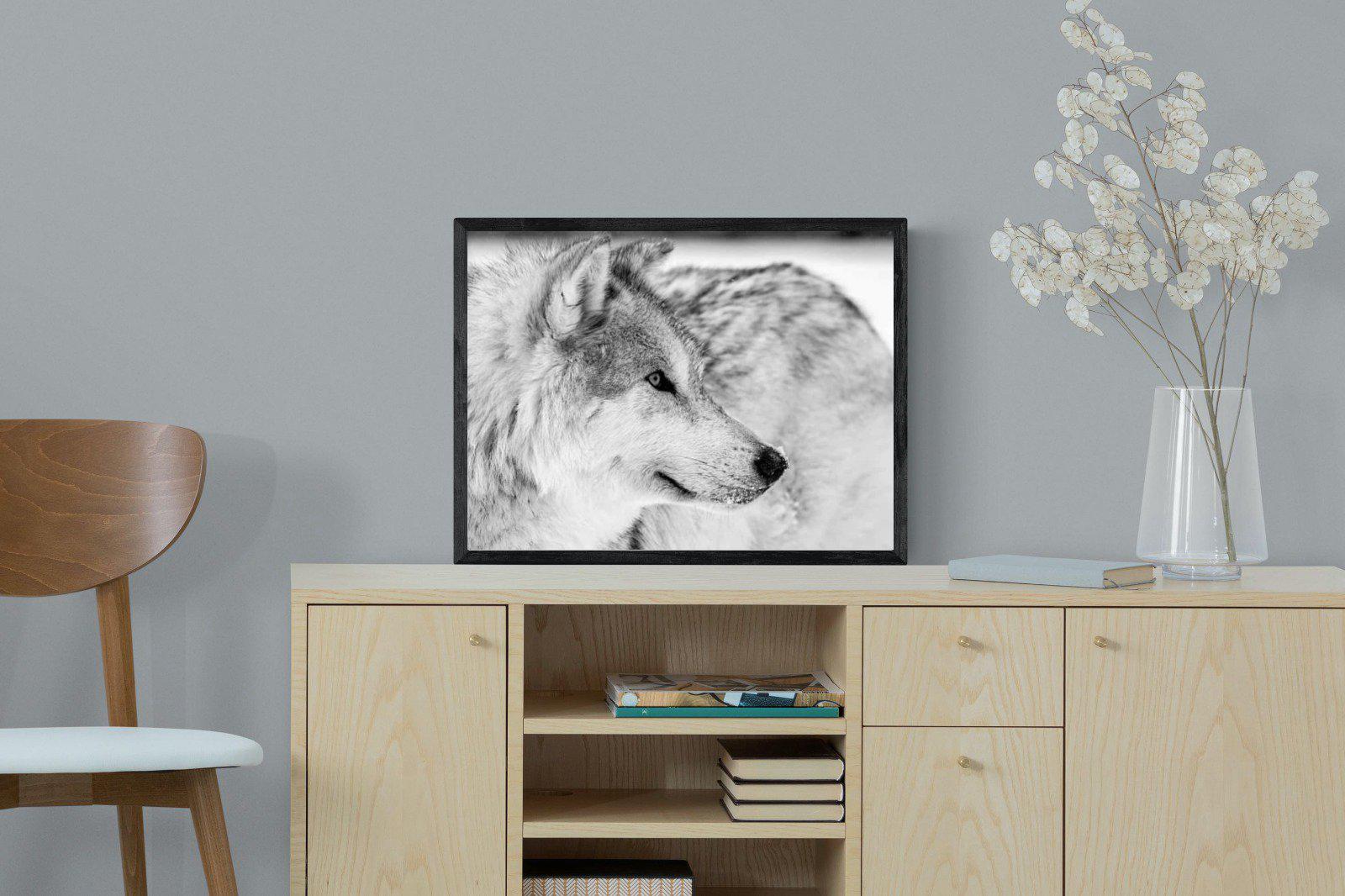 Wolf-Wall_Art-60 x 45cm-Mounted Canvas-Black-Pixalot