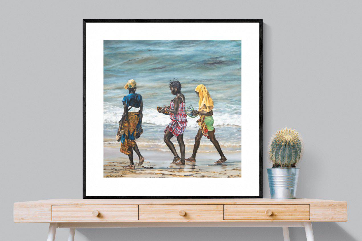 Women of Wimbi-Wall_Art-100 x 100cm-Framed Print-Black-Pixalot