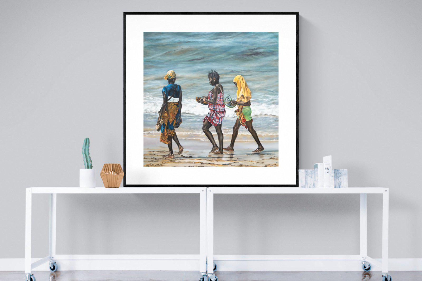 Women of Wimbi-Wall_Art-120 x 120cm-Framed Print-Black-Pixalot