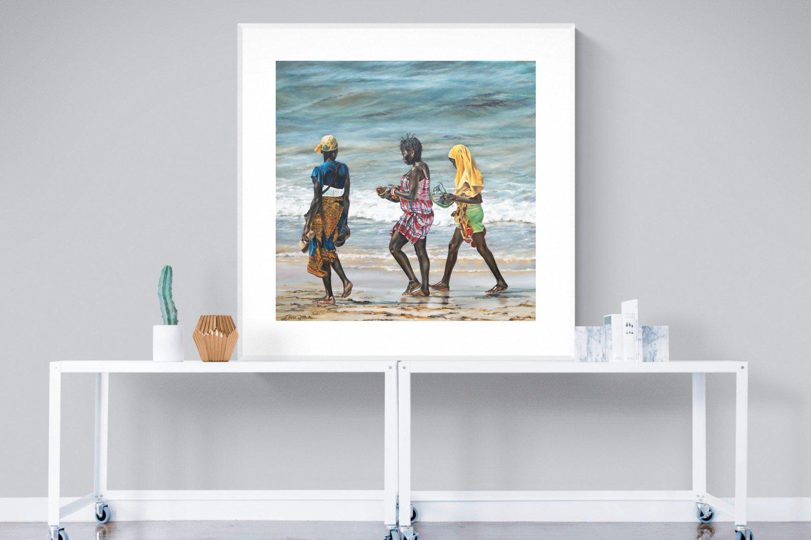 Women of Wimbi-Wall_Art-120 x 120cm-Framed Print-White-Pixalot