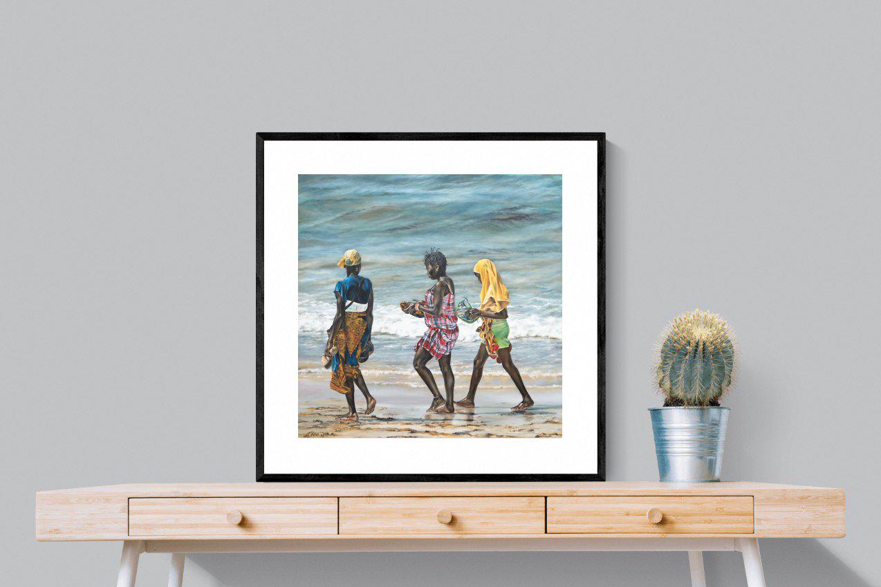 Women of Wimbi-Wall_Art-80 x 80cm-Framed Print-Black-Pixalot