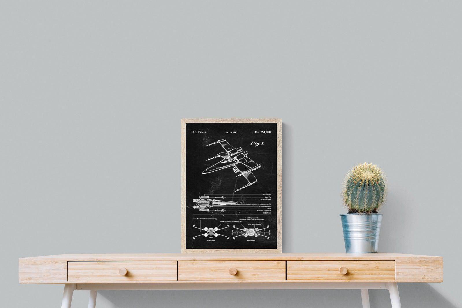 X-Wing Blueprint-Wall_Art-45 x 60cm-Mounted Canvas-Wood-Pixalot