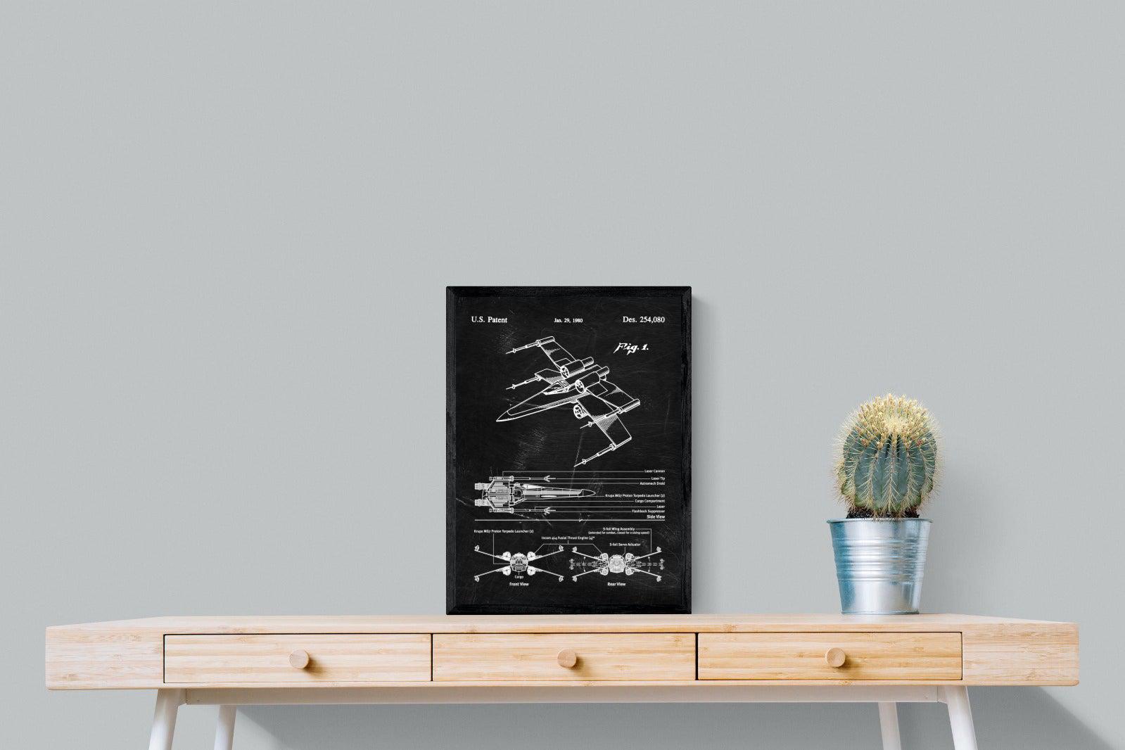 X-Wing Blueprint-Wall_Art-45 x 60cm-Mounted Canvas-Black-Pixalot