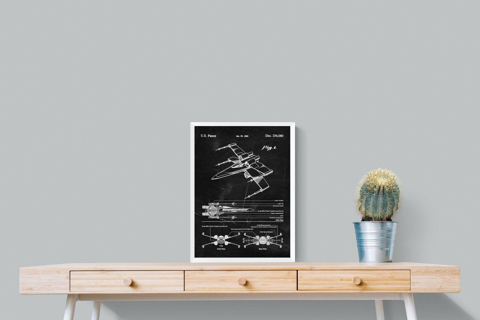 X-Wing Blueprint-Wall_Art-45 x 60cm-Mounted Canvas-White-Pixalot
