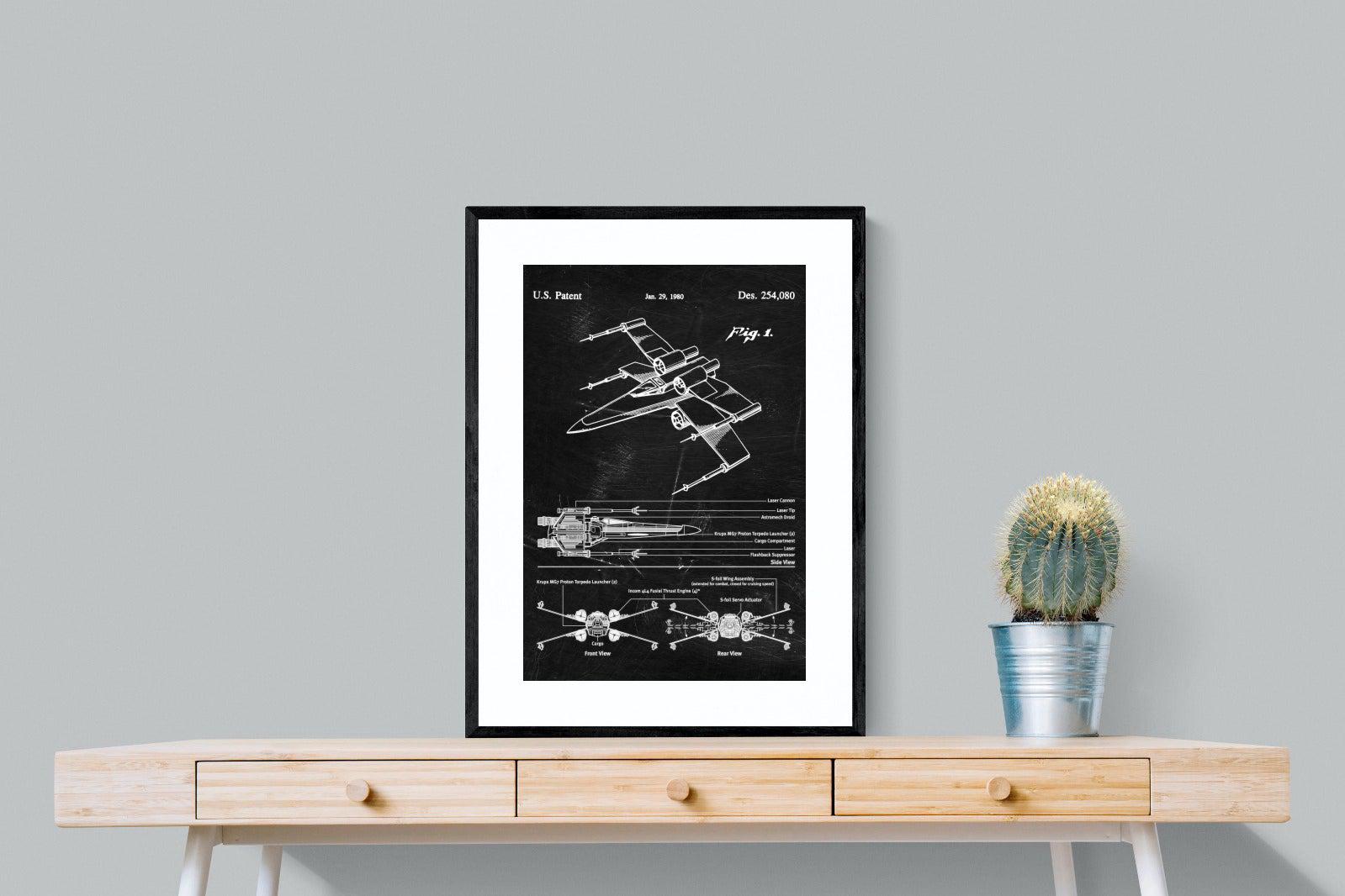 X-Wing Blueprint-Wall_Art-60 x 80cm-Framed Print-Black-Pixalot