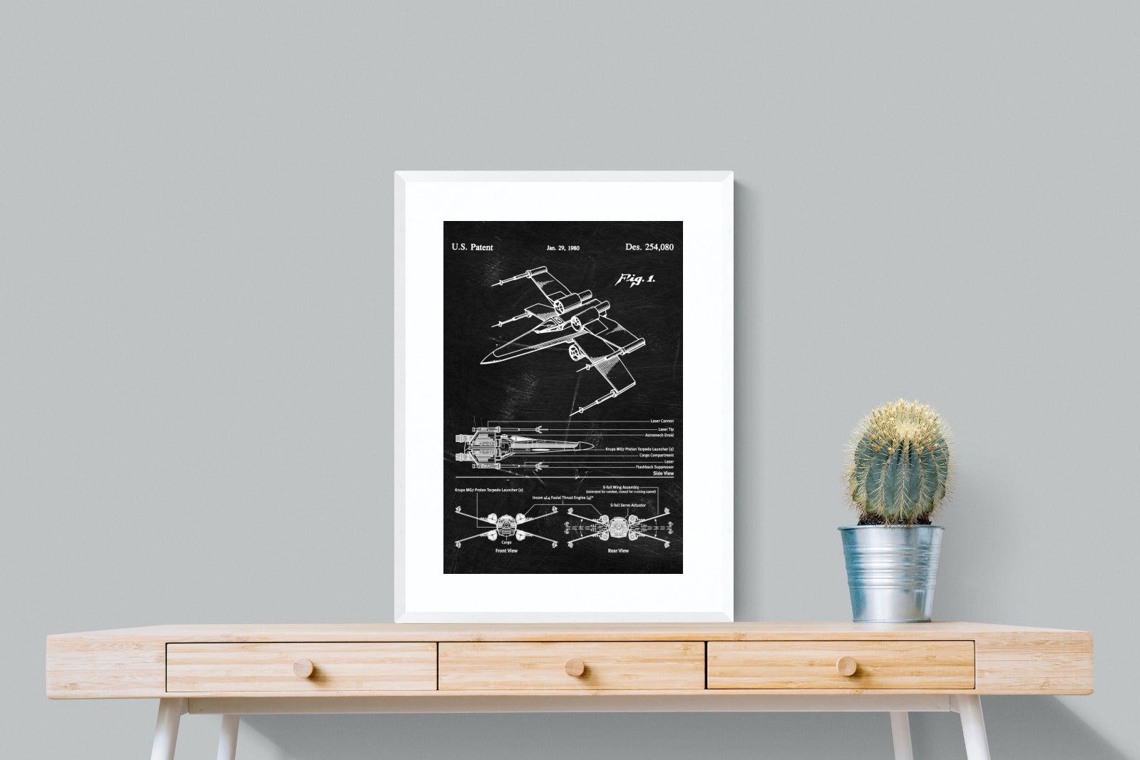 X-Wing Blueprint-Wall_Art-60 x 80cm-Framed Print-White-Pixalot