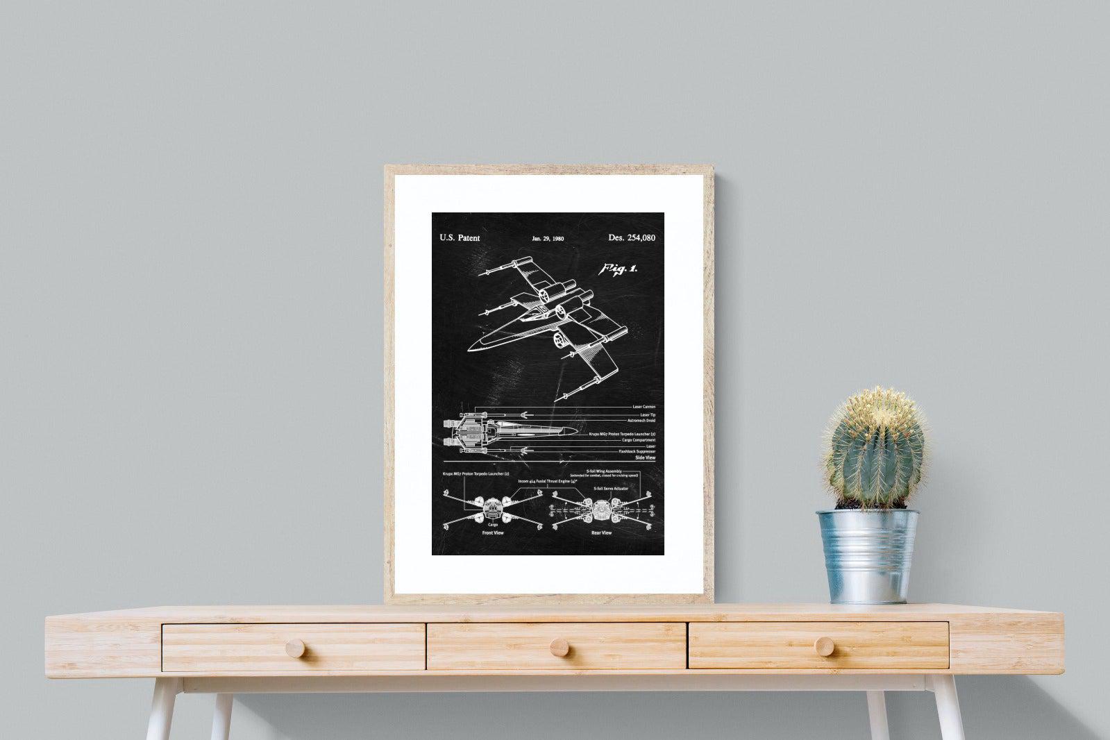 X-Wing Blueprint-Wall_Art-60 x 80cm-Framed Print-Wood-Pixalot