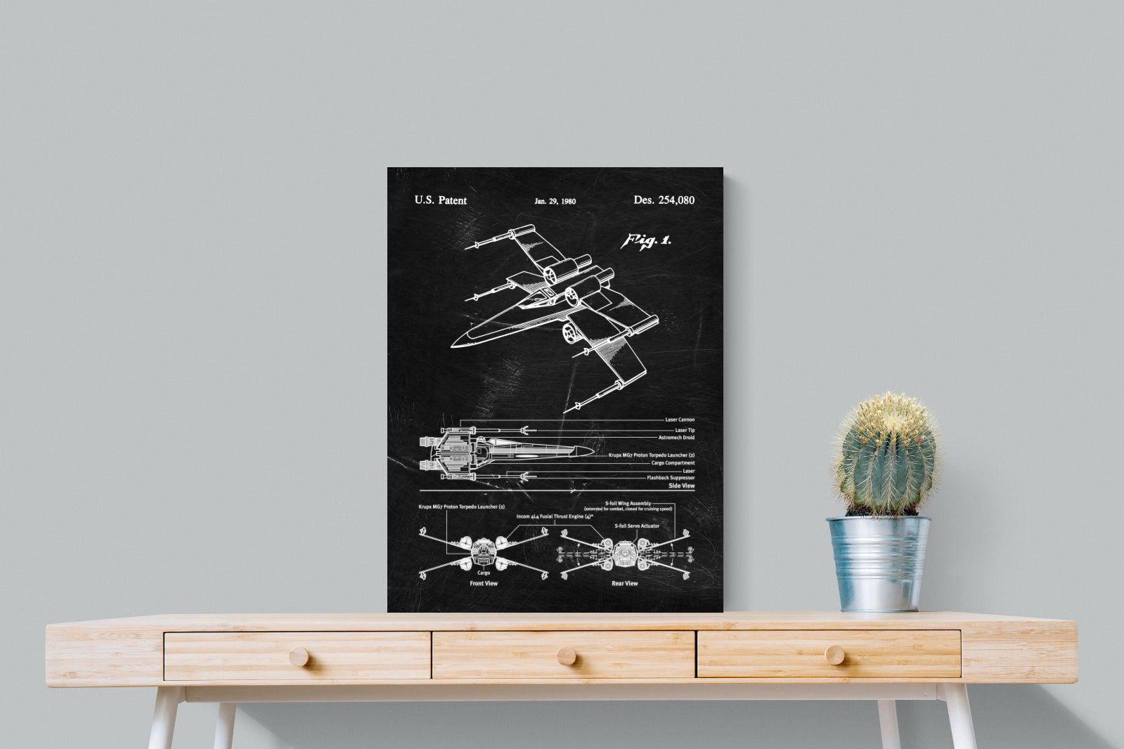 X-Wing Blueprint-Wall_Art-60 x 80cm-Mounted Canvas-No Frame-Pixalot