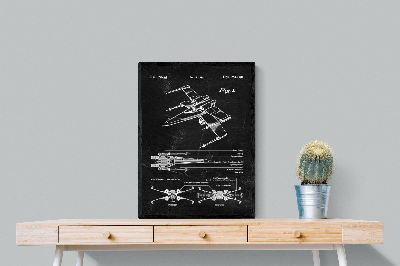 X-Wing Blueprint-Wall_Art-60 x 80cm-Mounted Canvas-Black-Pixalot