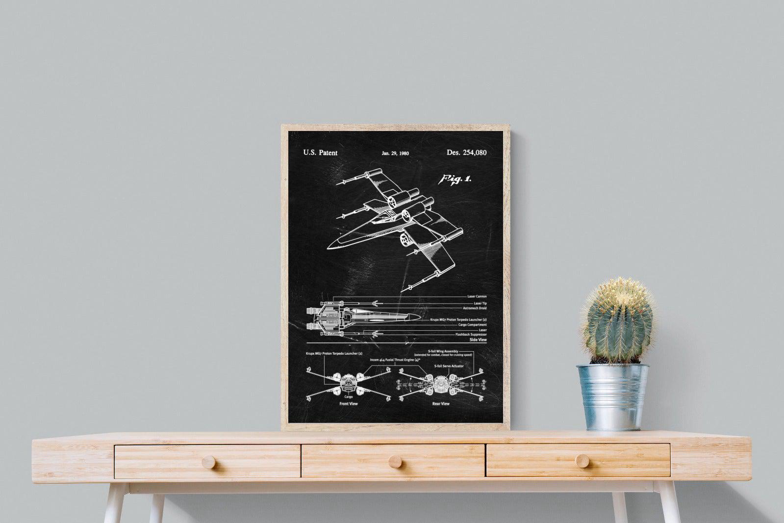 X-Wing Blueprint-Wall_Art-60 x 80cm-Mounted Canvas-Wood-Pixalot