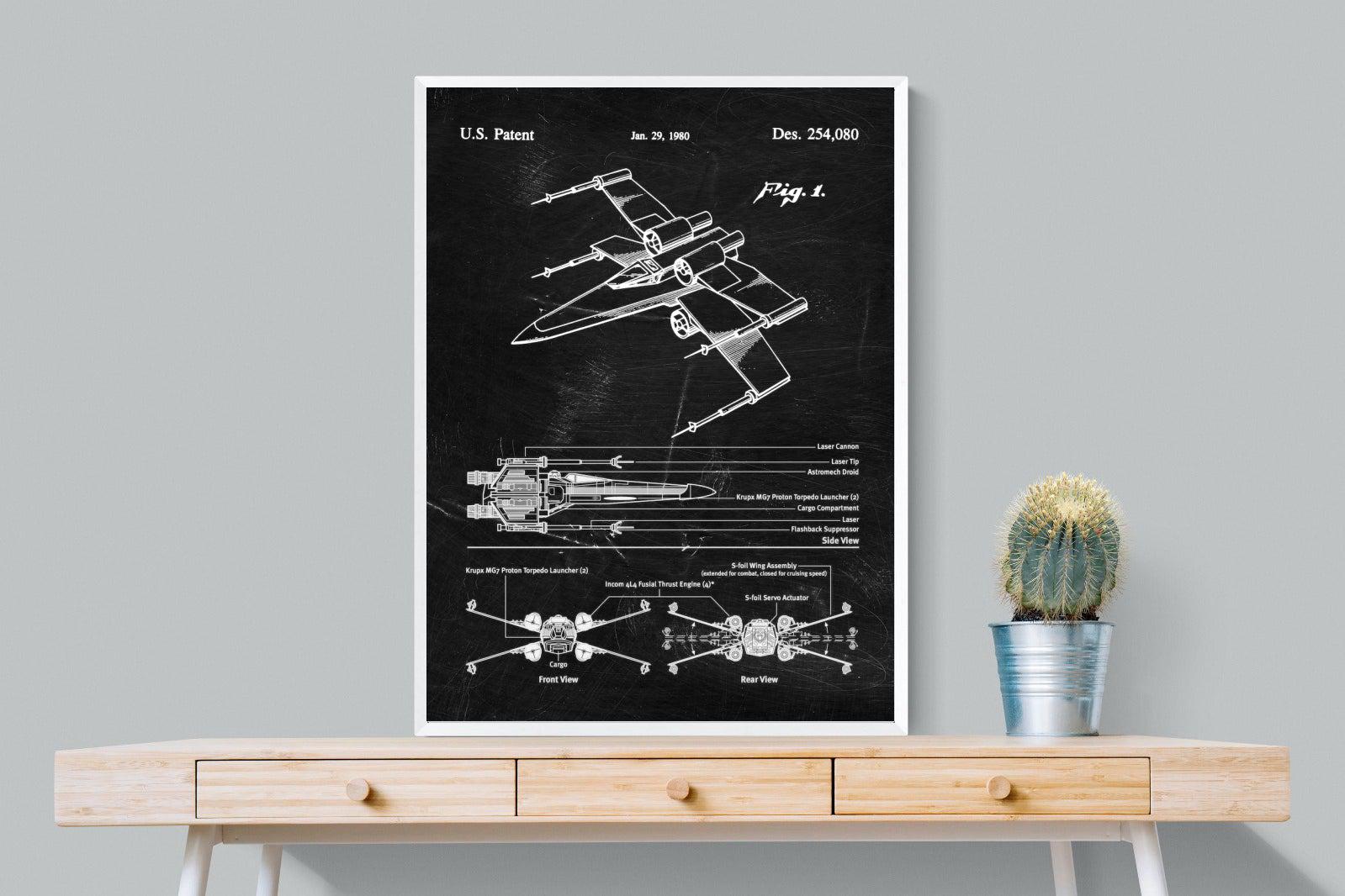 X-Wing Blueprint-Wall_Art-75 x 100cm-Mounted Canvas-White-Pixalot