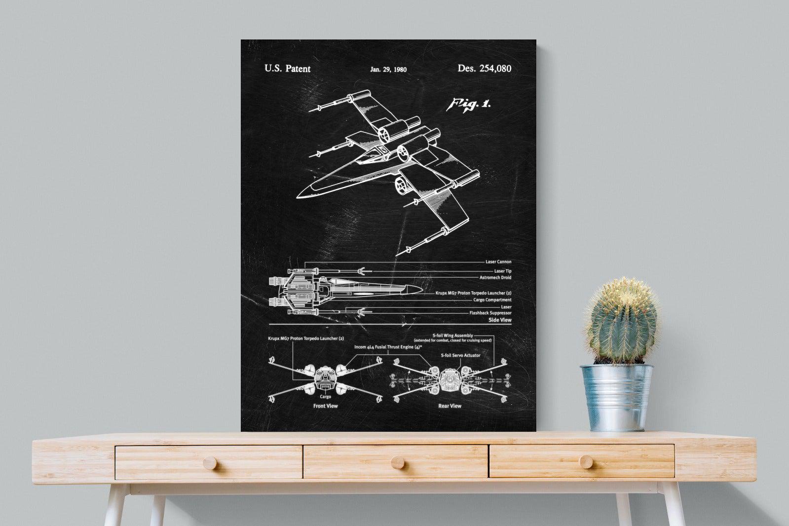 X-Wing Blueprint-Wall_Art-75 x 100cm-Mounted Canvas-No Frame-Pixalot
