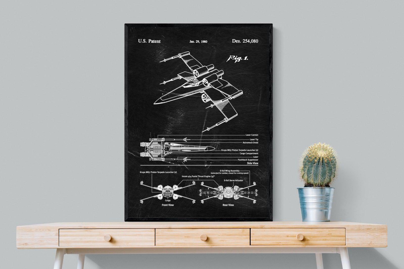 X-Wing Blueprint-Wall_Art-75 x 100cm-Mounted Canvas-Black-Pixalot