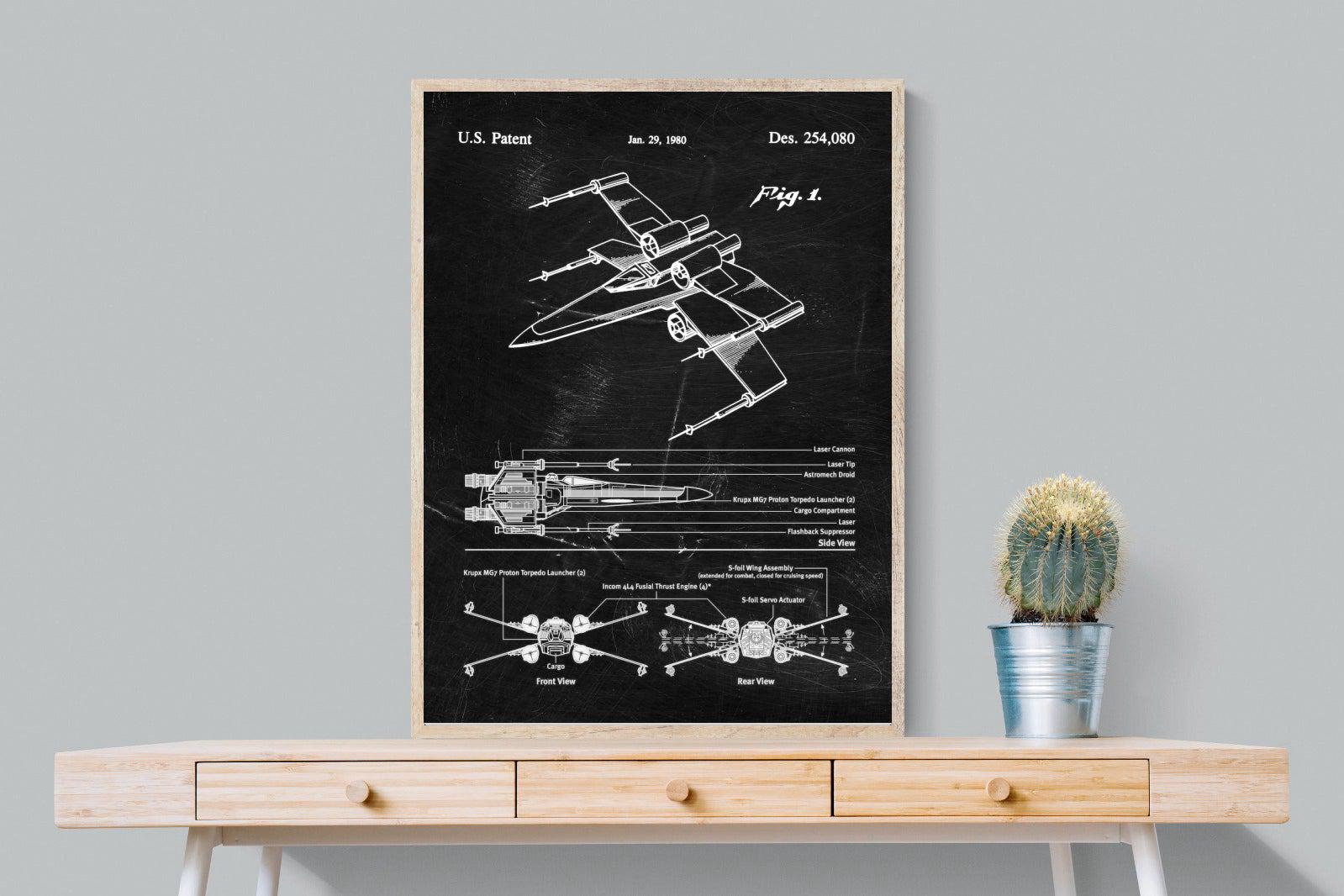 X-Wing Blueprint-Wall_Art-75 x 100cm-Mounted Canvas-Wood-Pixalot
