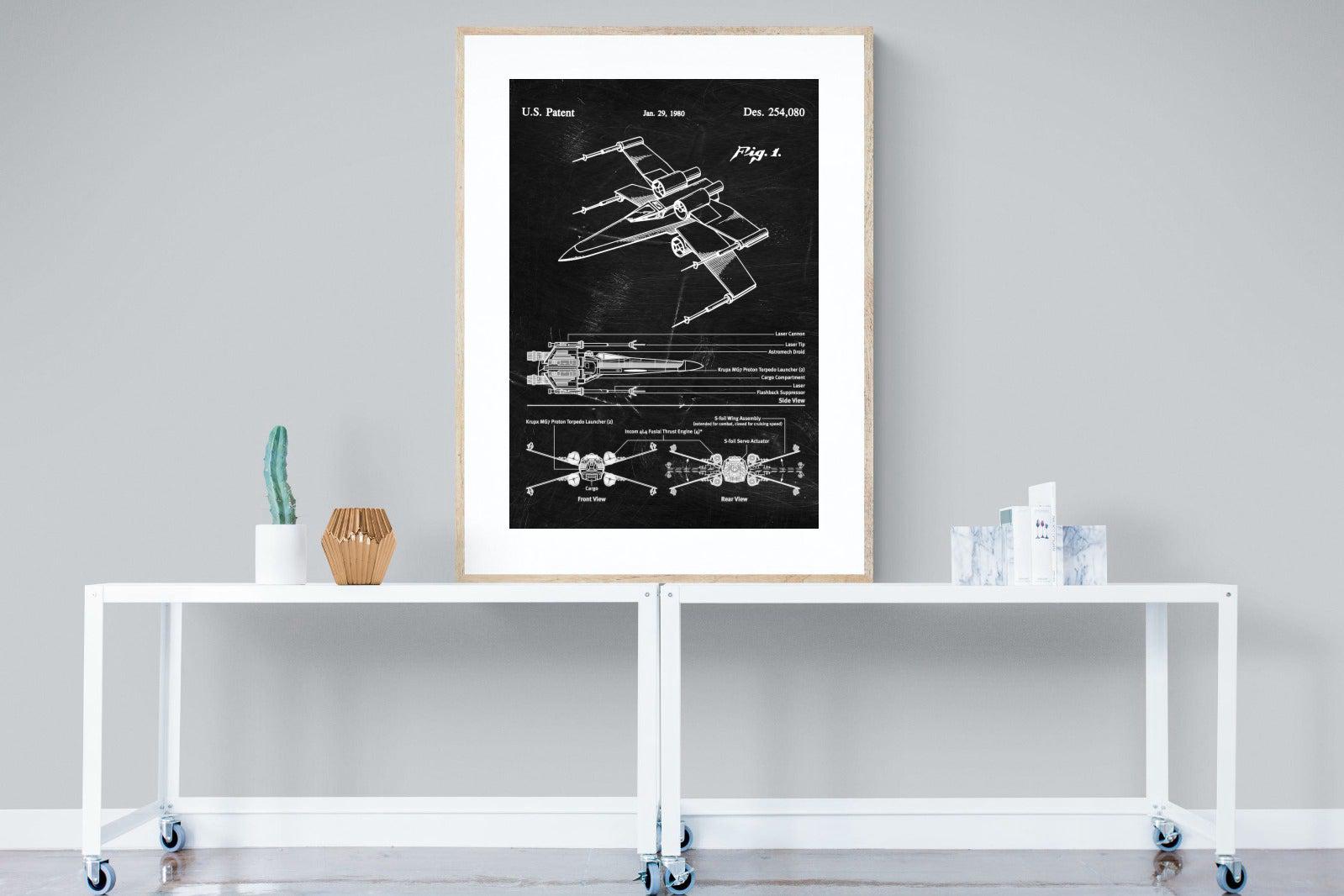 X-Wing Blueprint-Wall_Art-90 x 120cm-Framed Print-Wood-Pixalot