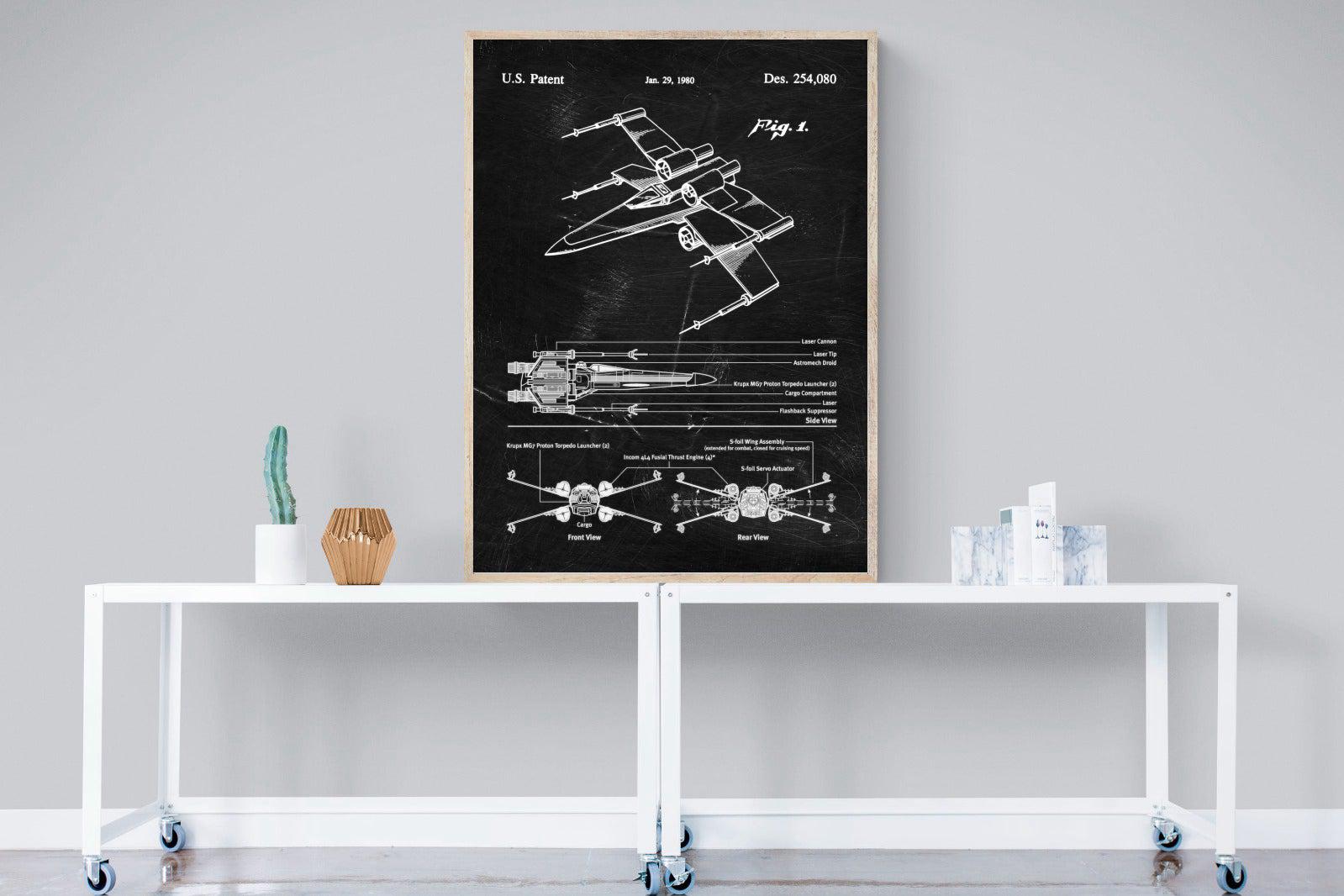 X-Wing Blueprint-Wall_Art-90 x 120cm-Mounted Canvas-Wood-Pixalot