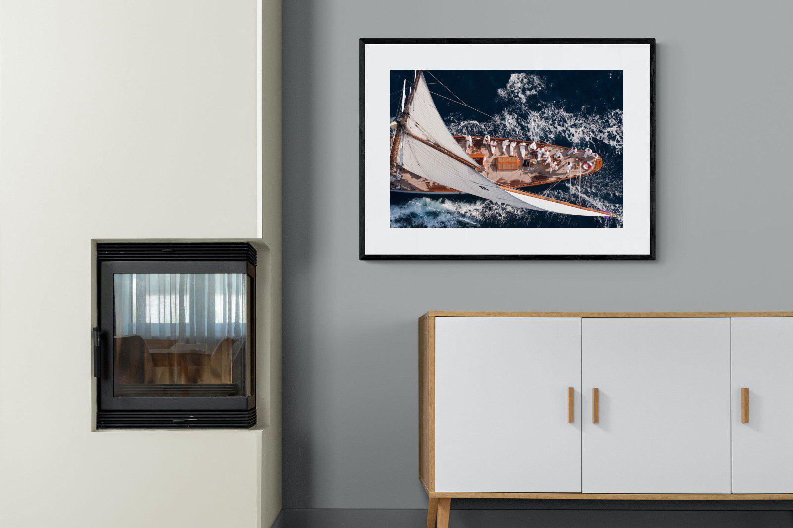 Yachting-Wall_Art-100 x 75cm-Framed Print-Black-Pixalot
