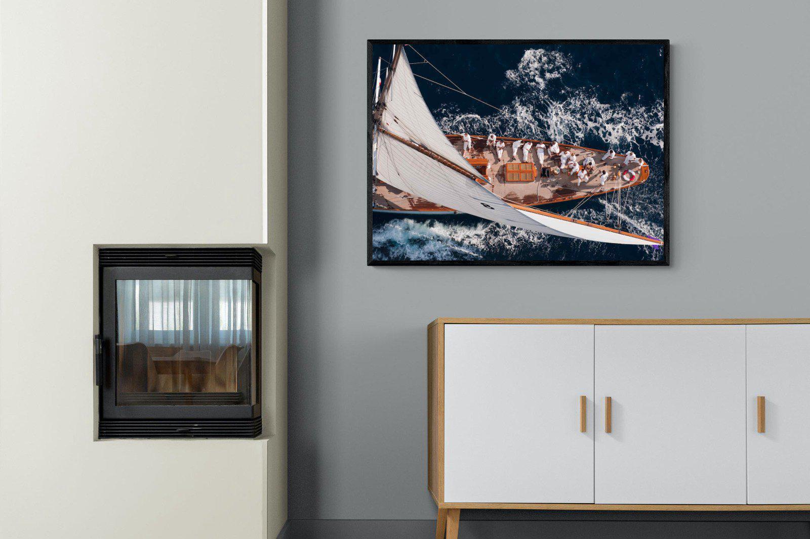 Yachting-Wall_Art-100 x 75cm-Mounted Canvas-Black-Pixalot