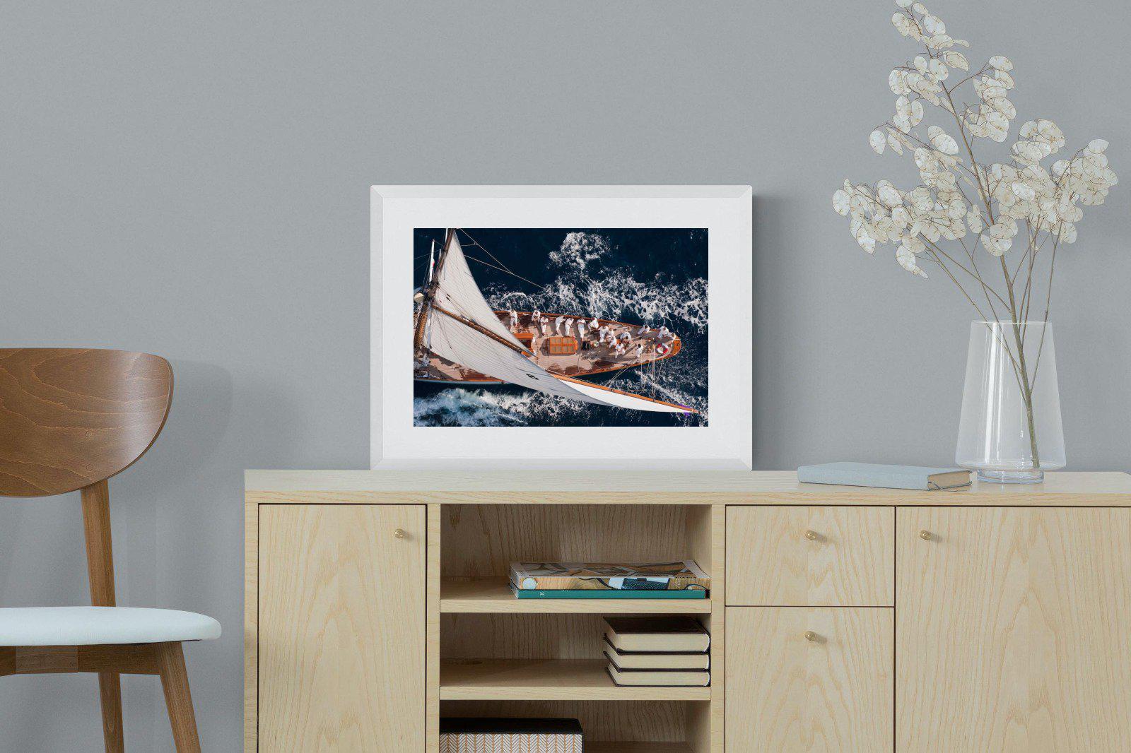 Yachting-Wall_Art-60 x 45cm-Framed Print-White-Pixalot