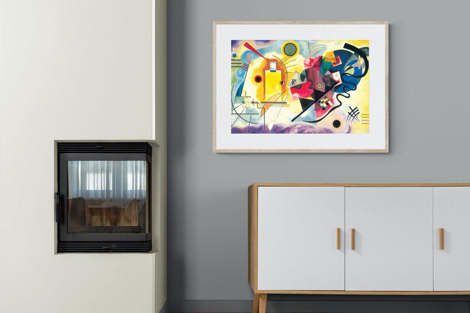 Yellow-Red-Blue-Wall_Art-100 x 75cm-Framed Print-Wood-Pixalot