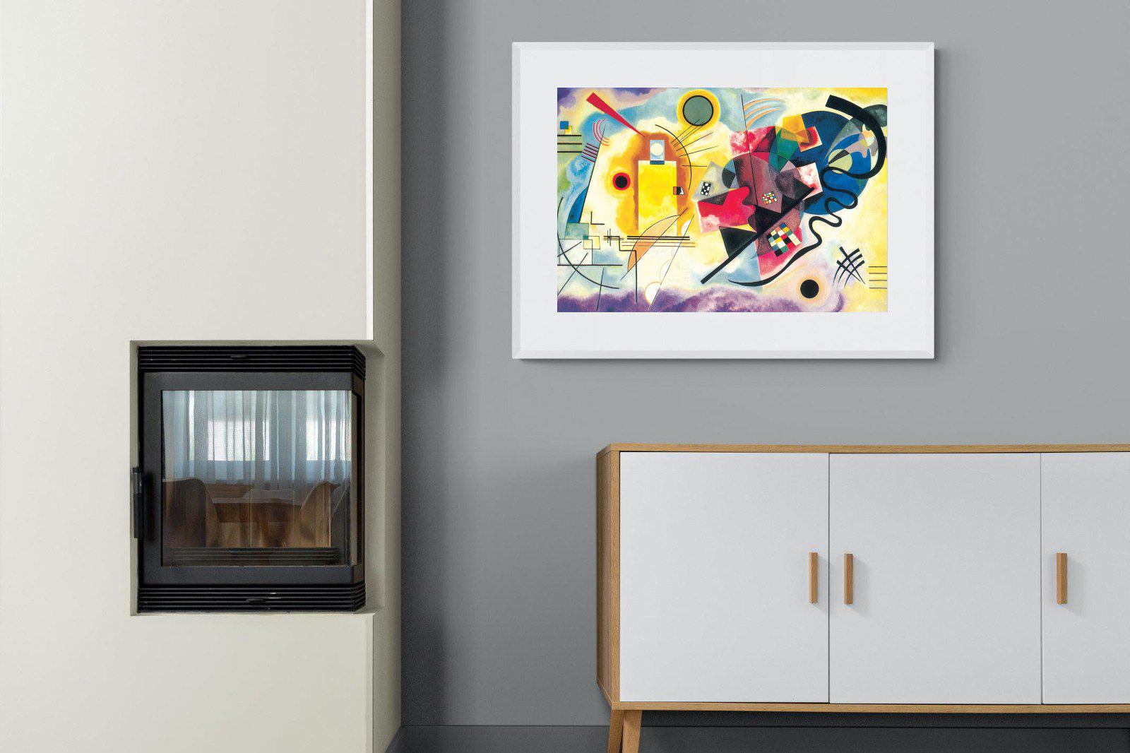 Yellow-Red-Blue-Wall_Art-100 x 75cm-Framed Print-White-Pixalot