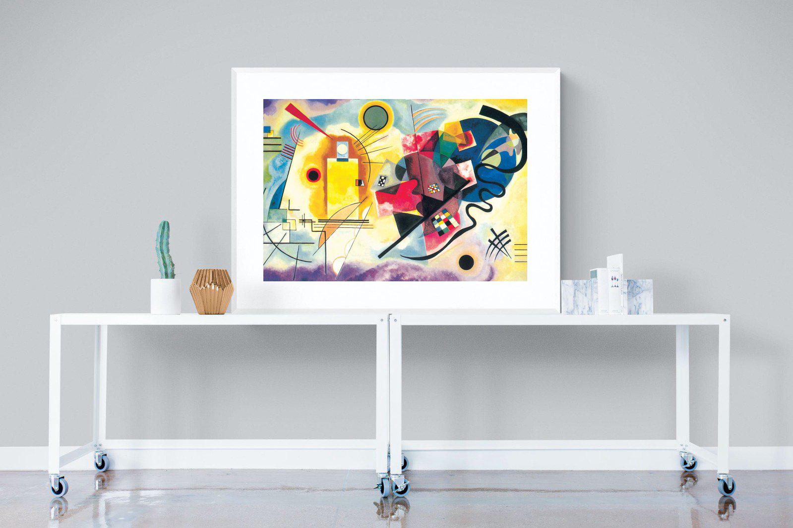 Yellow-Red-Blue-Wall_Art-120 x 90cm-Framed Print-White-Pixalot