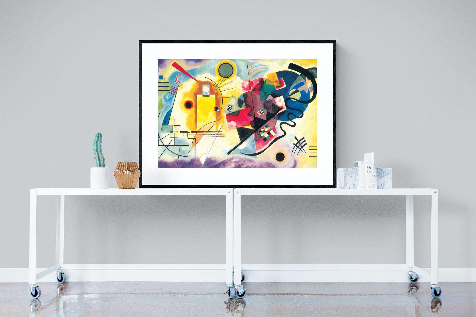 Yellow-Red-Blue-Wall_Art-120 x 90cm-Framed Print-Black-Pixalot