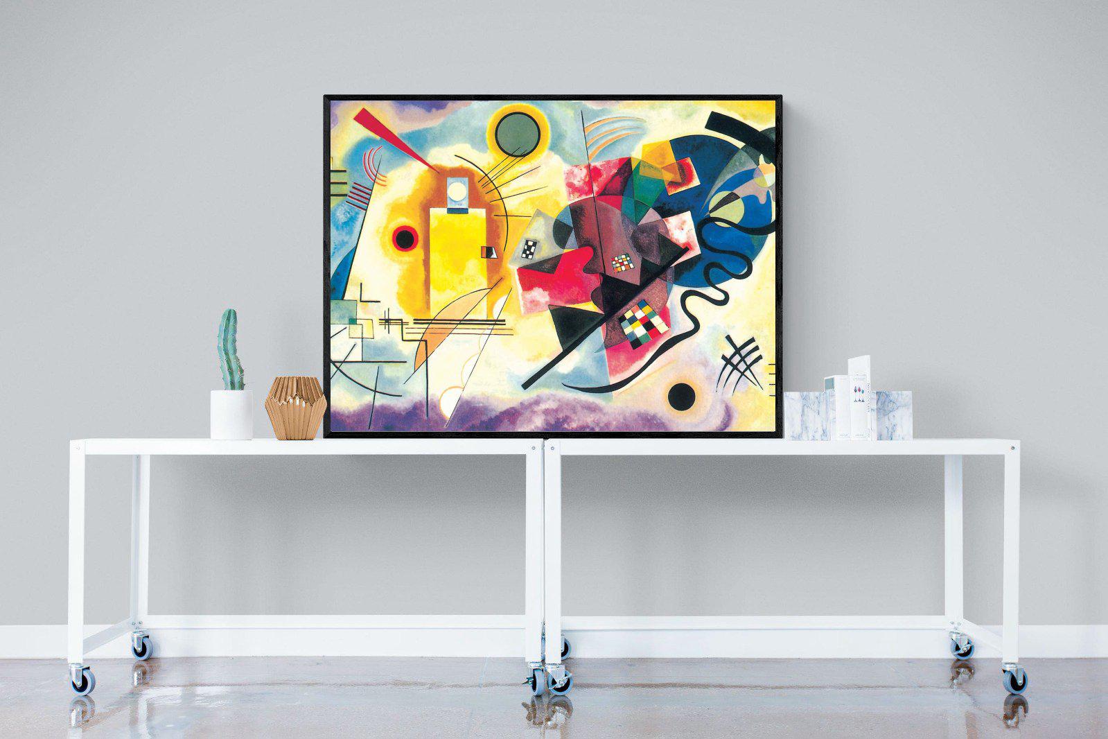Yellow-Red-Blue-Wall_Art-120 x 90cm-Mounted Canvas-Black-Pixalot