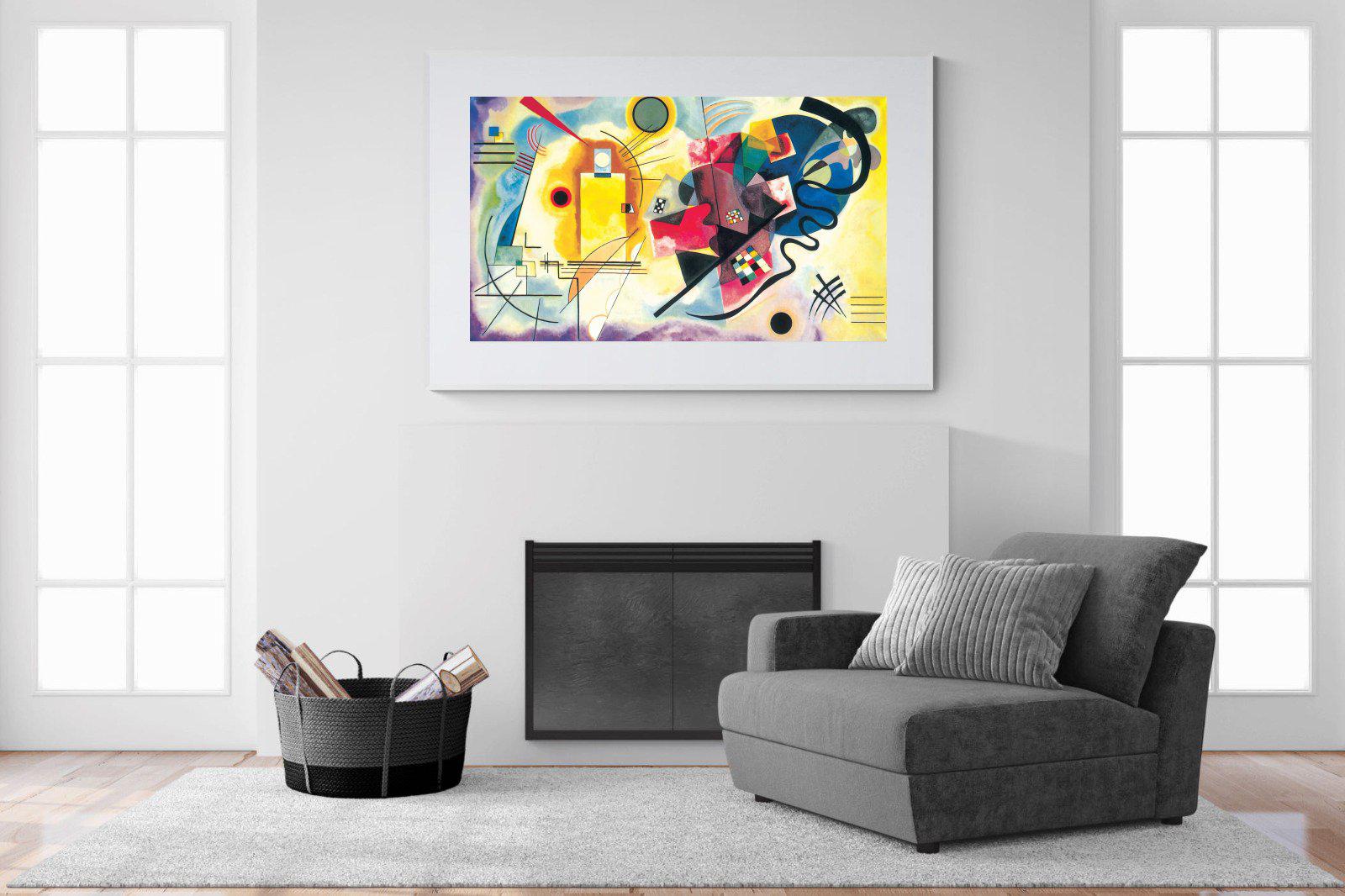 Yellow-Red-Blue-Wall_Art-150 x 100cm-Framed Print-White-Pixalot