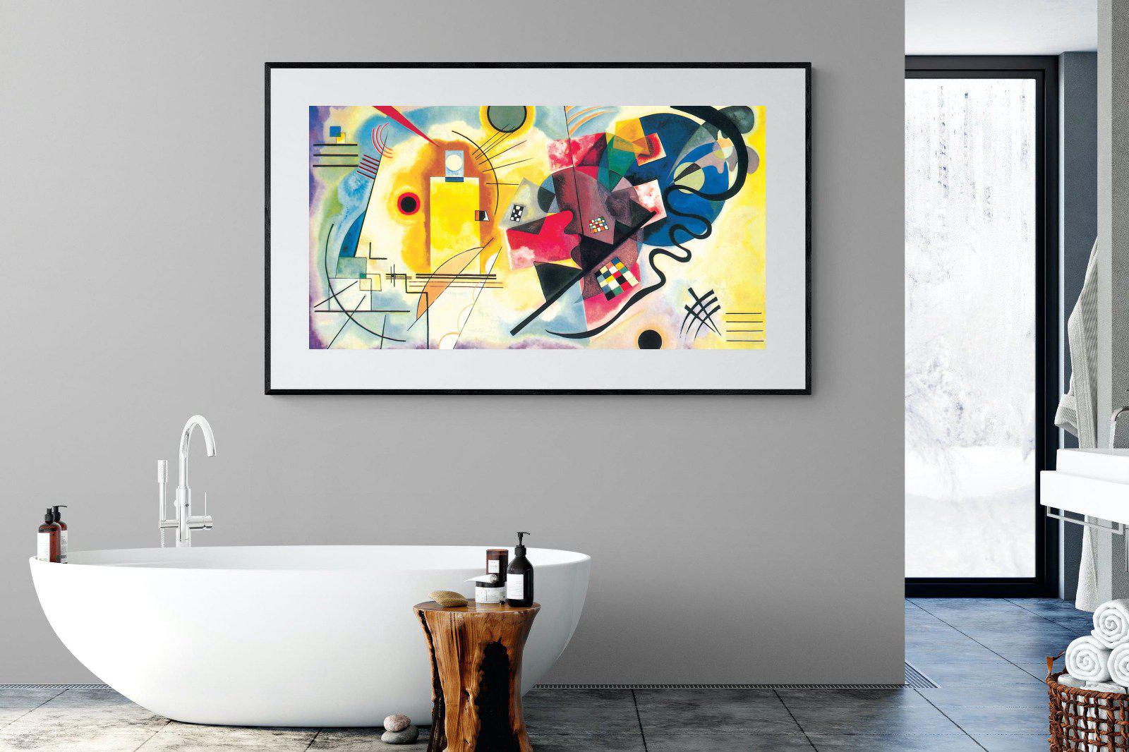 Yellow-Red-Blue-Wall_Art-180 x 110cm-Framed Print-Black-Pixalot