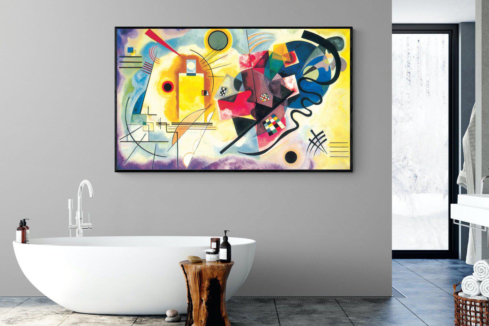 Yellow-Red-Blue-Wall_Art-180 x 110cm-Mounted Canvas-Black-Pixalot