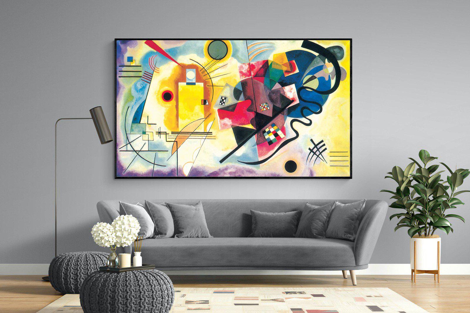 Yellow-Red-Blue-Wall_Art-220 x 130cm-Mounted Canvas-Black-Pixalot