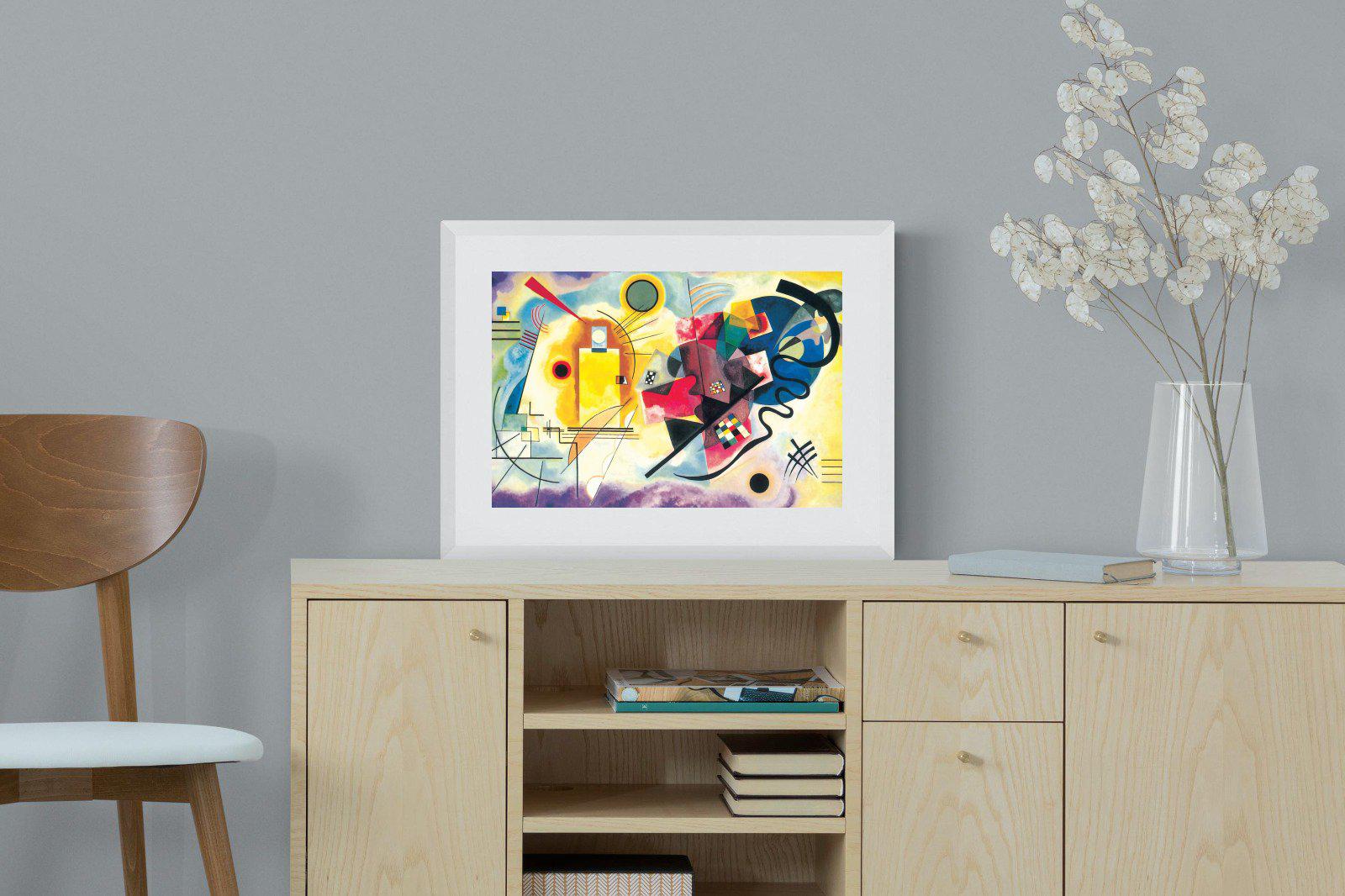Yellow-Red-Blue-Wall_Art-60 x 45cm-Framed Print-White-Pixalot