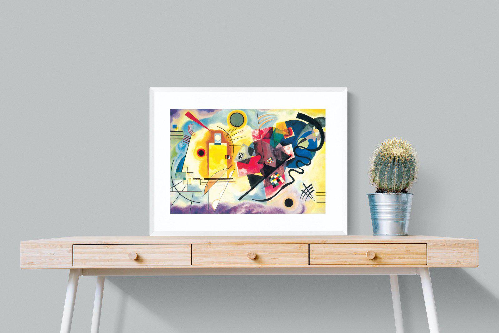 Yellow-Red-Blue-Wall_Art-80 x 60cm-Framed Print-White-Pixalot