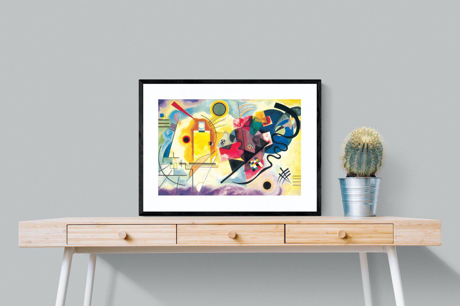 Yellow-Red-Blue-Wall_Art-80 x 60cm-Framed Print-Black-Pixalot