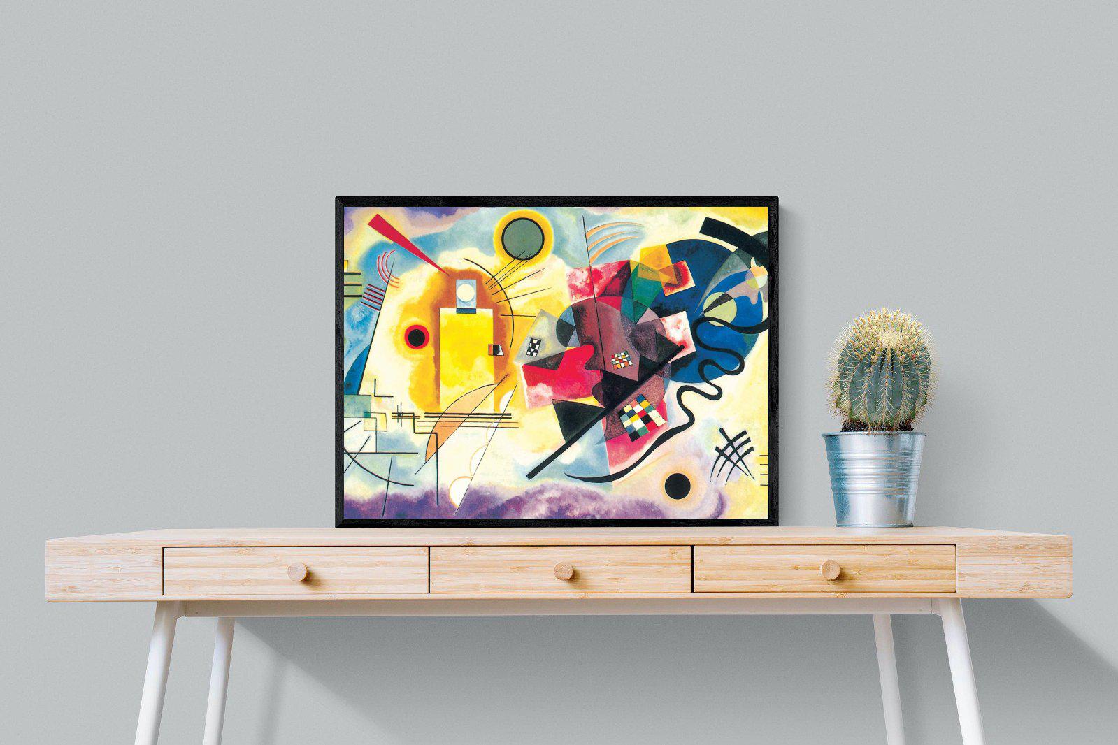 Yellow-Red-Blue-Wall_Art-80 x 60cm-Mounted Canvas-Black-Pixalot