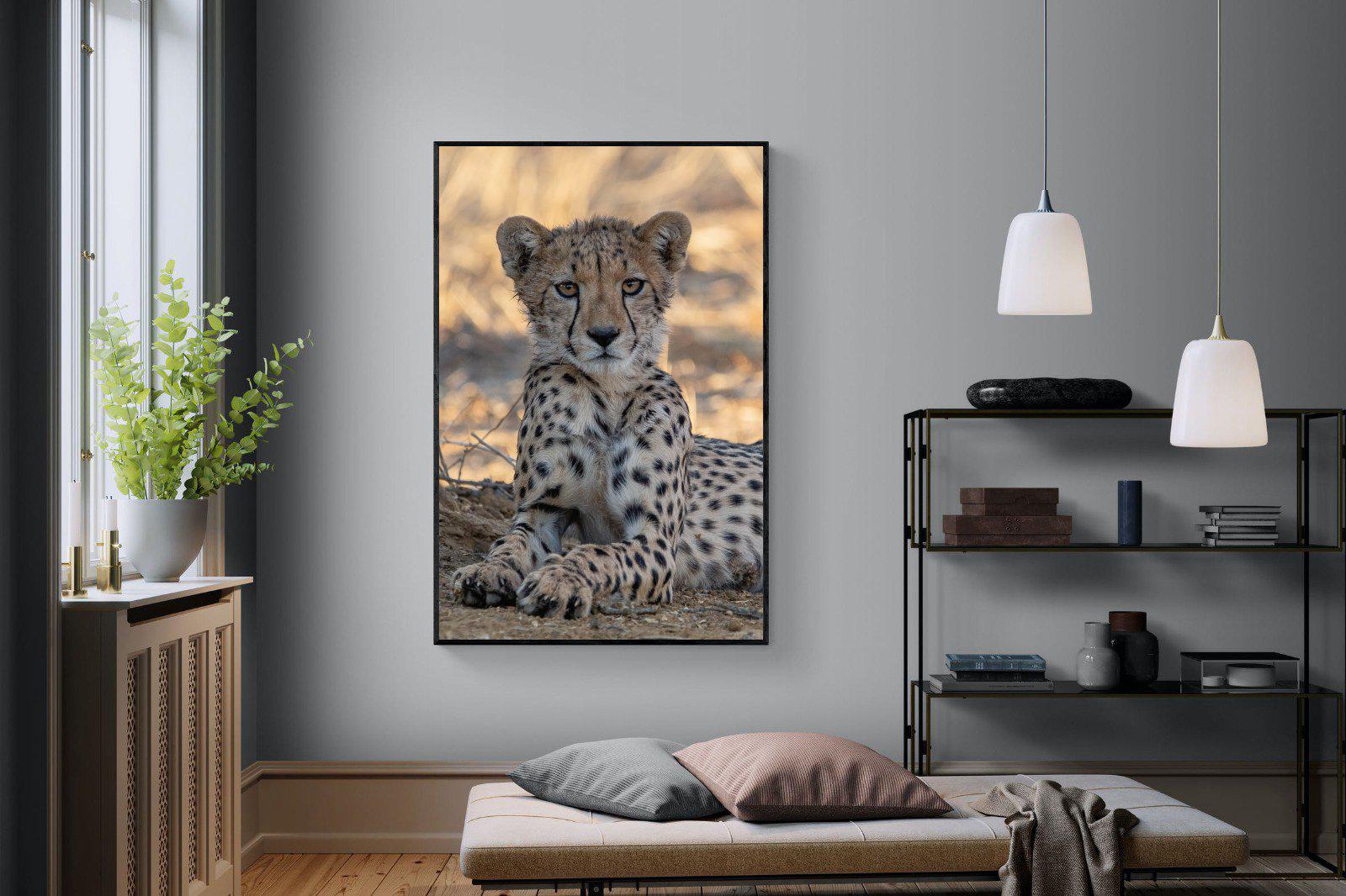 Young Cheetah-Wall_Art-120 x 180cm-Mounted Canvas-Black-Pixalot