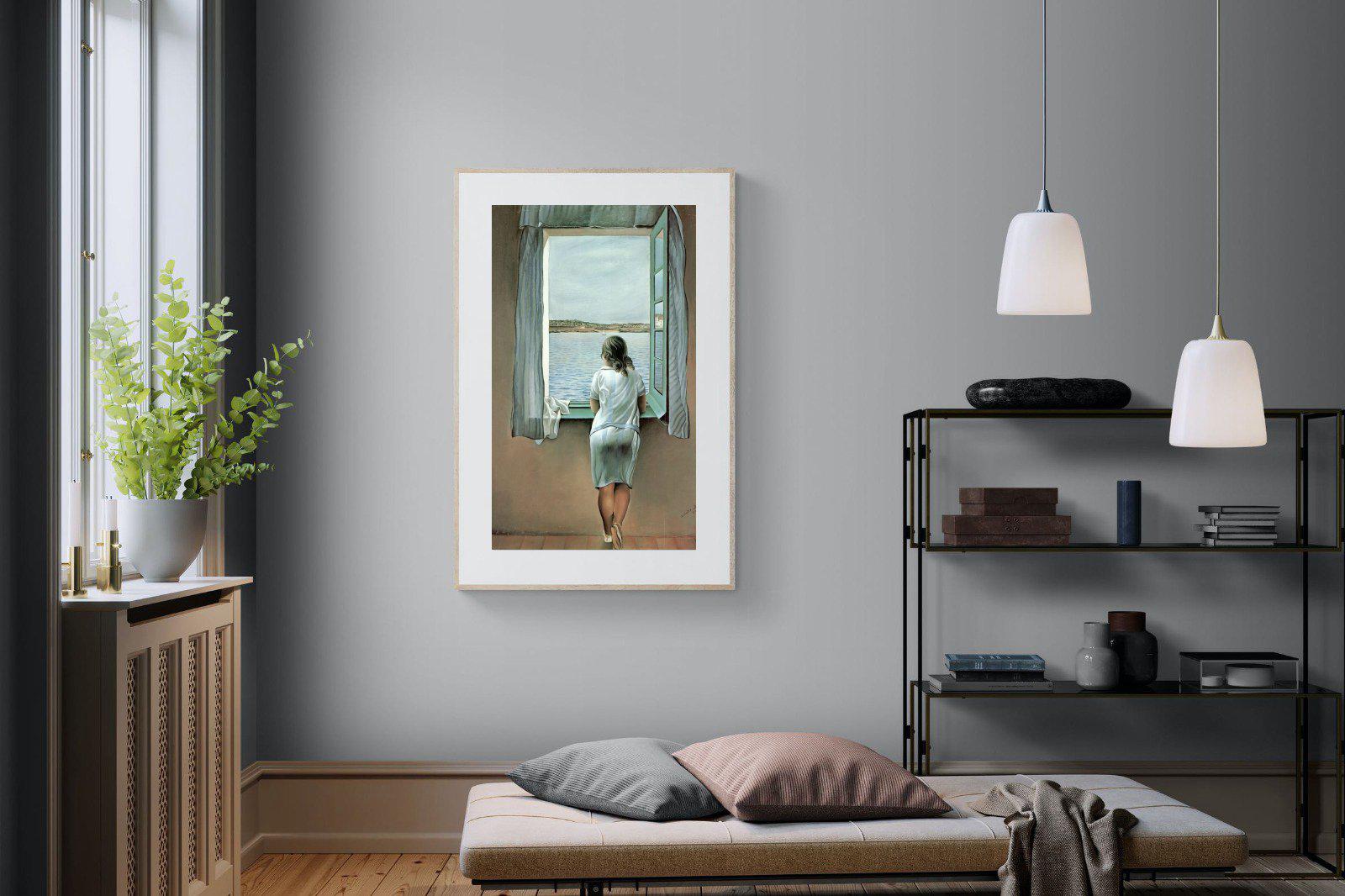 Young Woman at a Window-Wall_Art-100 x 150cm-Framed Print-Wood-Pixalot