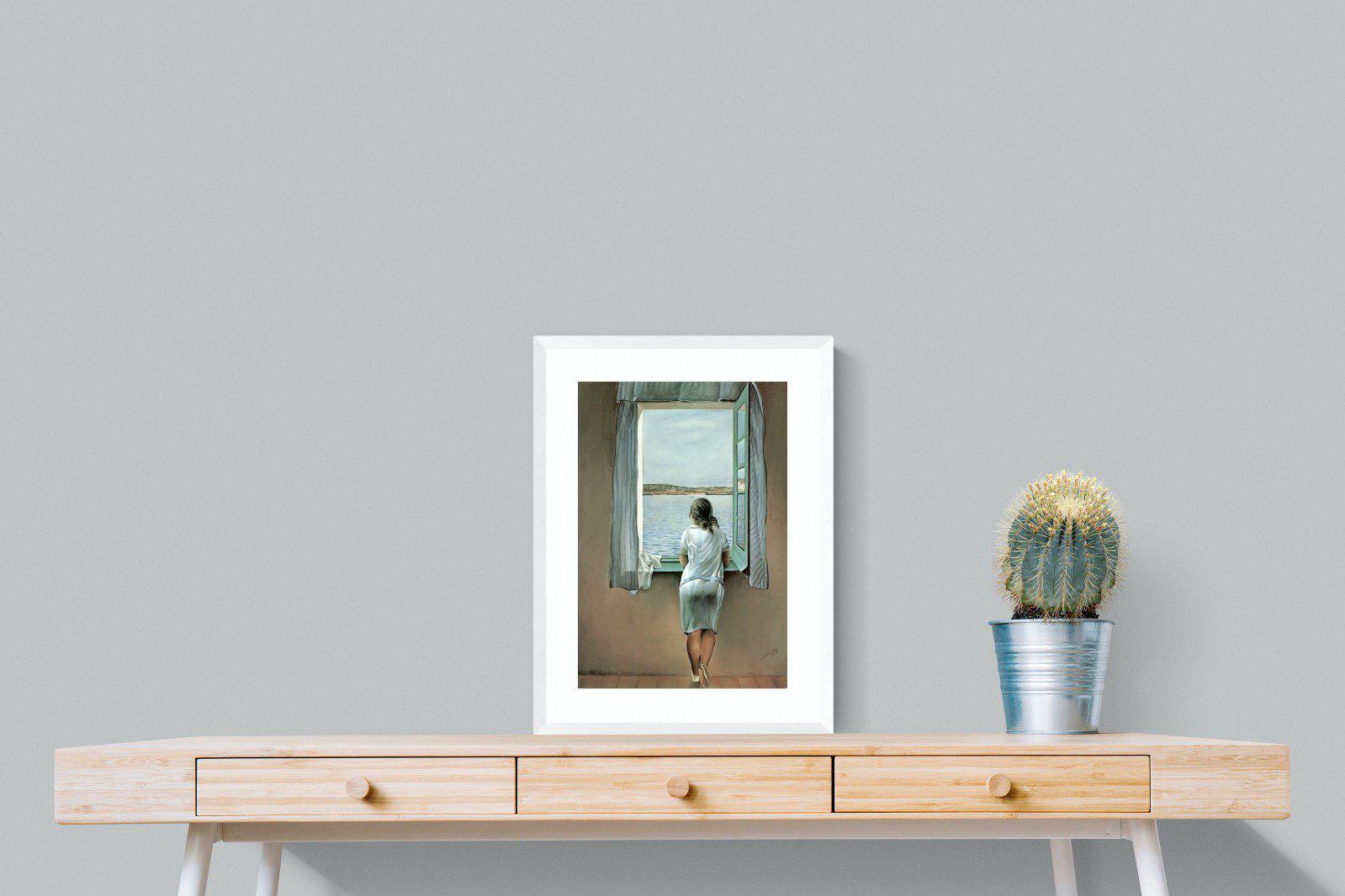 Young Woman at a Window-Wall_Art-45 x 60cm-Framed Print-White-Pixalot